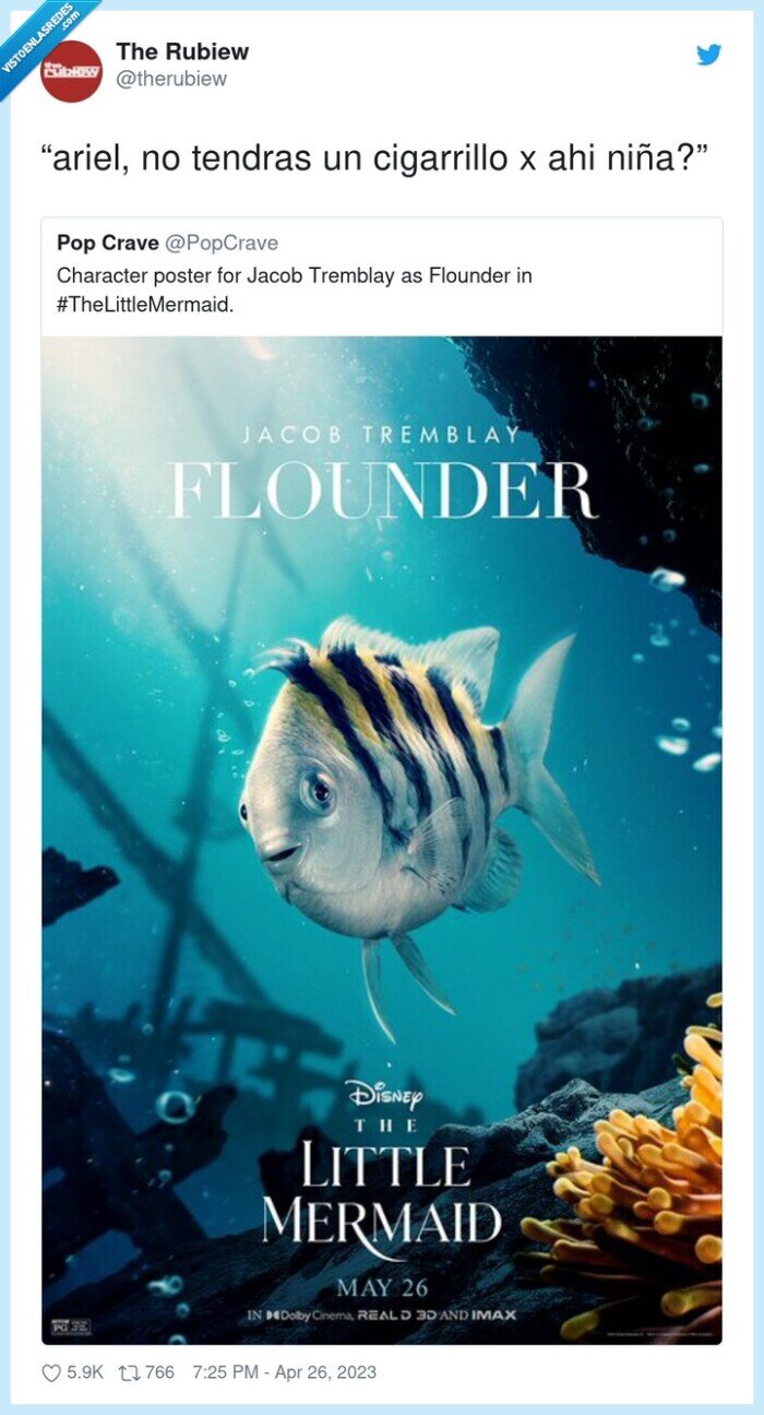 sirenita,pez,flounder,mal aspecto