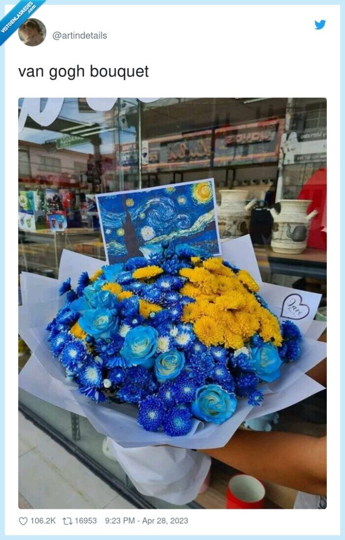 bouquet,van gogh,ramo,flores,noche estrellada