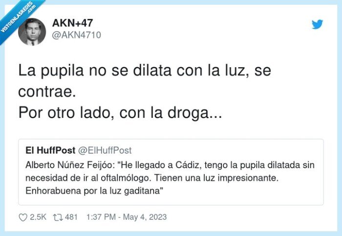 contraer,pupila,dilatar,feijoo,droga,luz