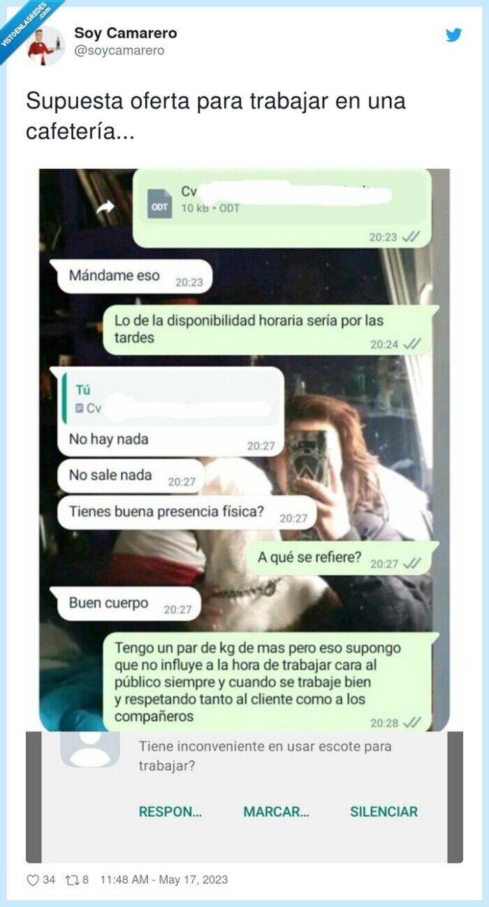 cafetería,trabajar,oferta,escote