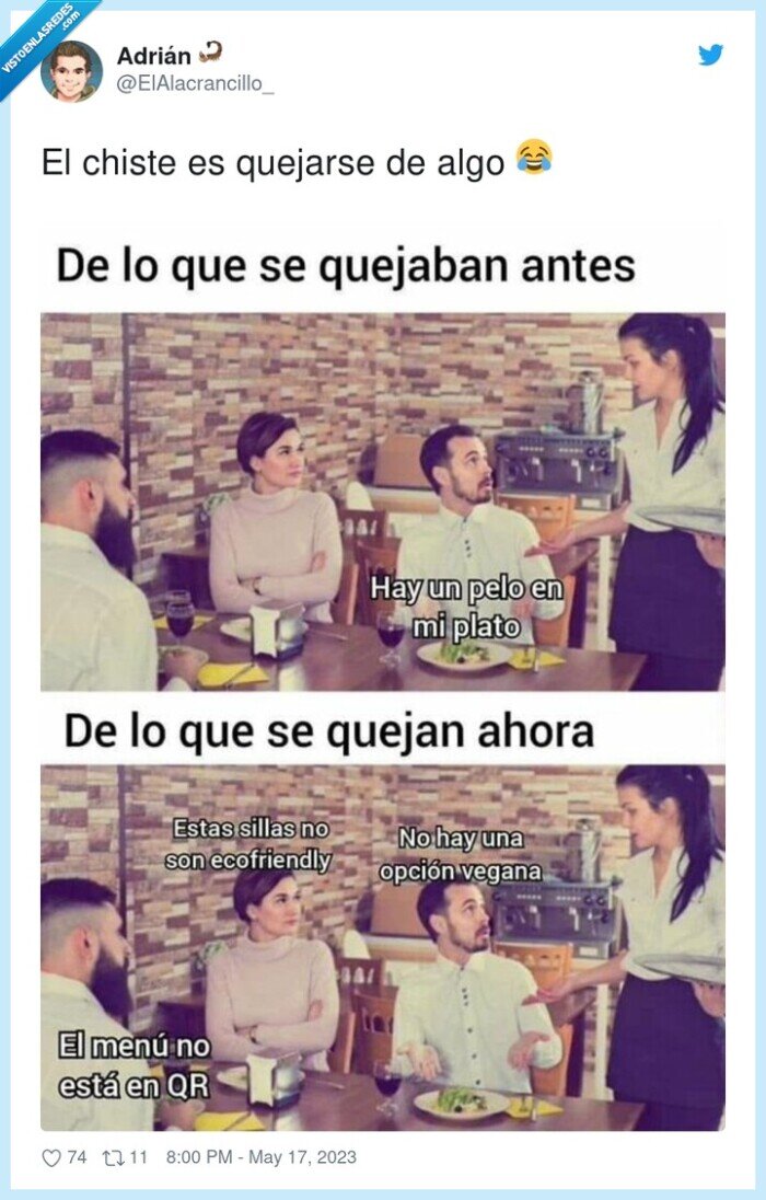 restaurante,quejarse,pelo,veganos,qr