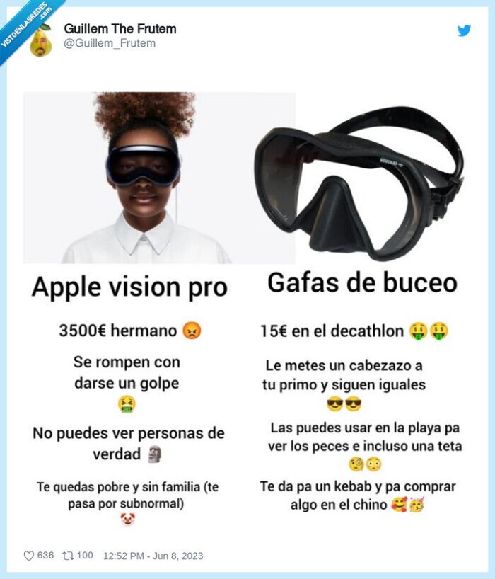 gafas de buceo,apple vision,comparativa
