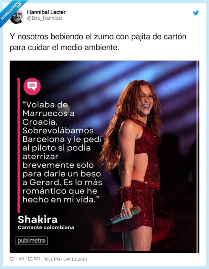 pajita,cuidar,medio ambiente,shakira,avion