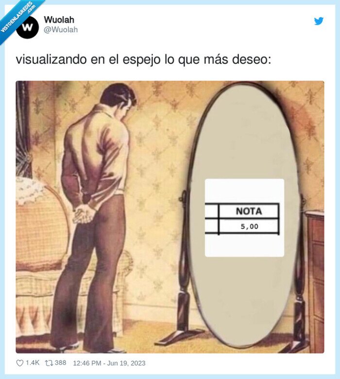 visualizando,espejo,desear,nota,aprobado