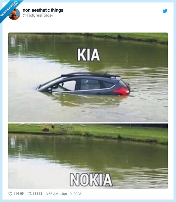 kia,nokia,chistaco,inundado,coche
