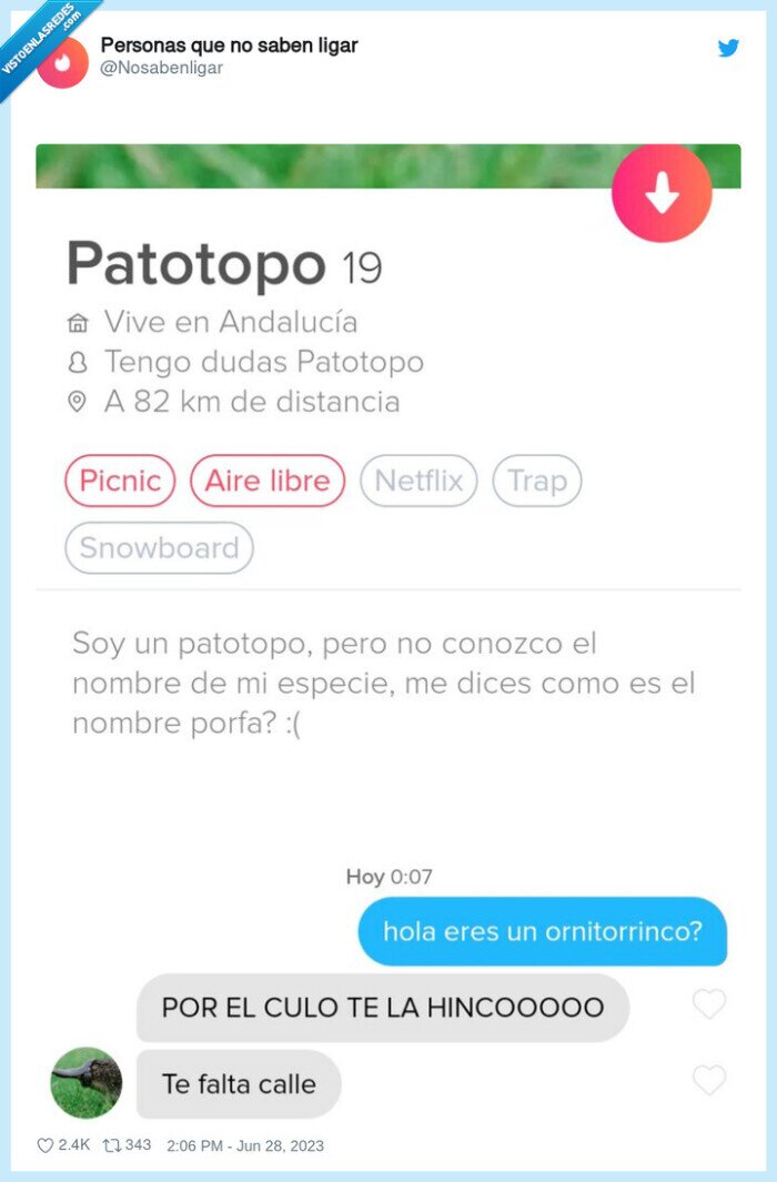 ornitorrinco,ligar,falta calle