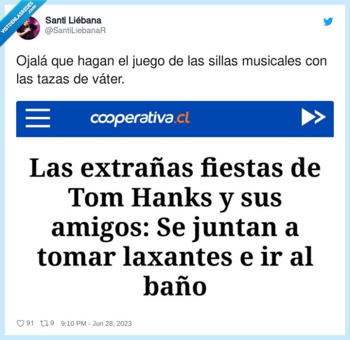 musicales,tom hanks,aficion,laxantes,baño
