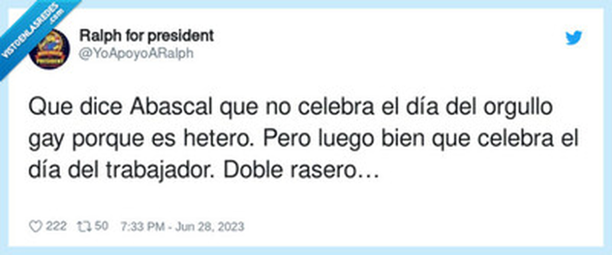 VEF > Visto en las Redes > Doble rasero de Abascal, por @YoApoyoARalph