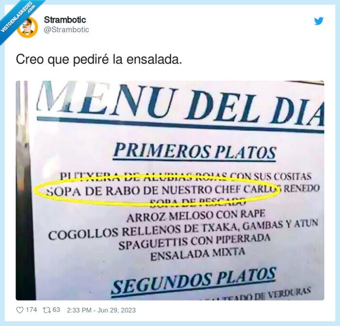 ensalada,pediré,menu,rabo de nuestro chef