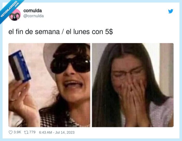 alegria,fin de semana,gastar,tarjeta,lunes