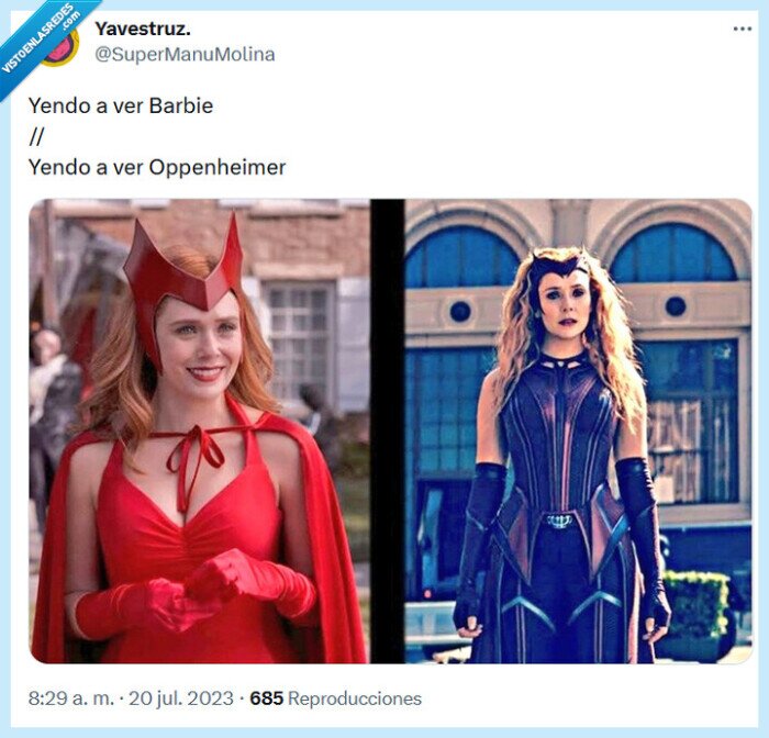 bruja escarlata,oppenheimer,barbie