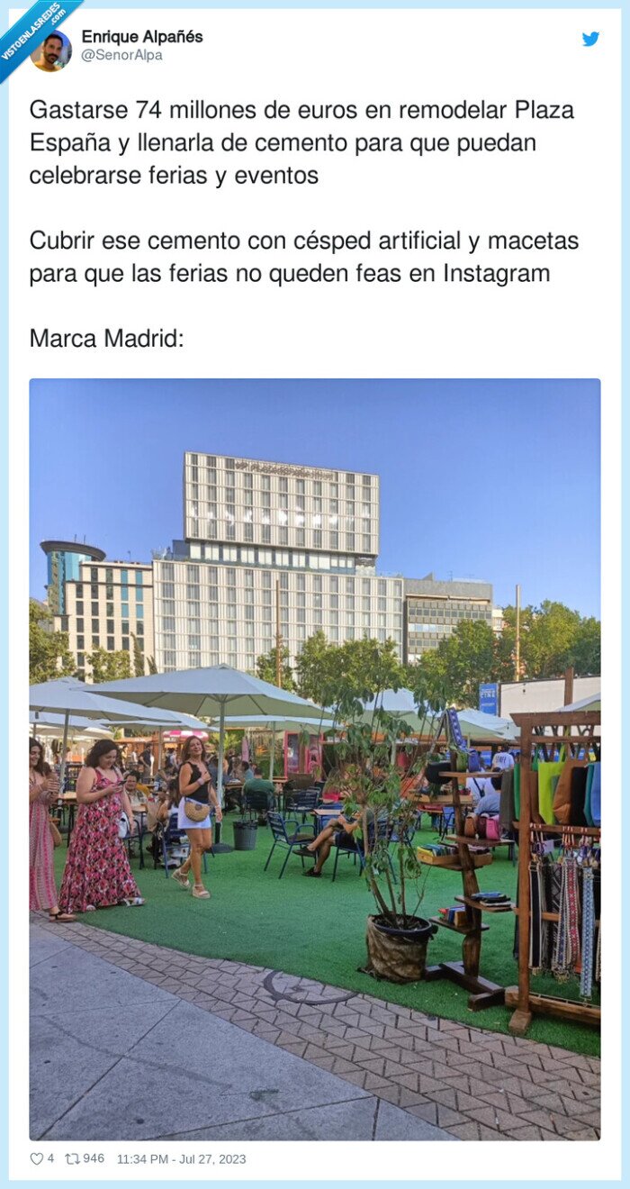 artificial,celebrarse,plaza españa,remodelar,gastarse,millones