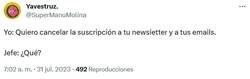 Enlace a Que no me envíes más cosas por @supermanumolina