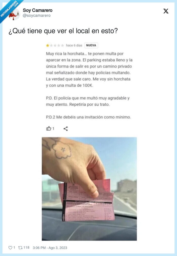 local,horchata,multa,parking