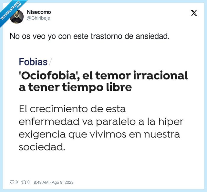 trastorno,ansiedad,ociofobia