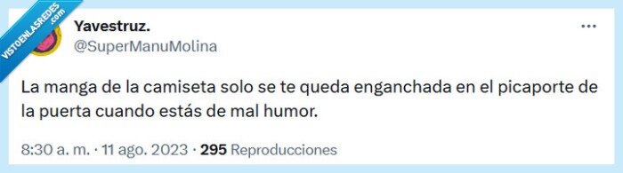 manga,mal humor,puerta,picaporte,camiseta