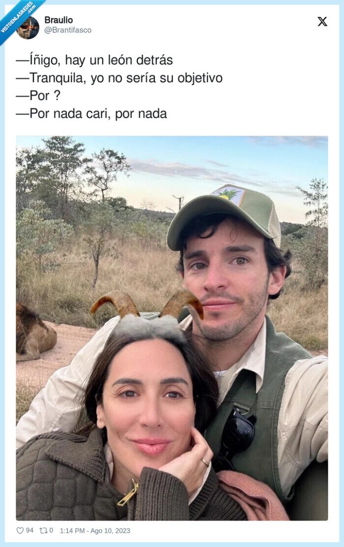 tamara falco,cuernos,leon,safari,luna de miel