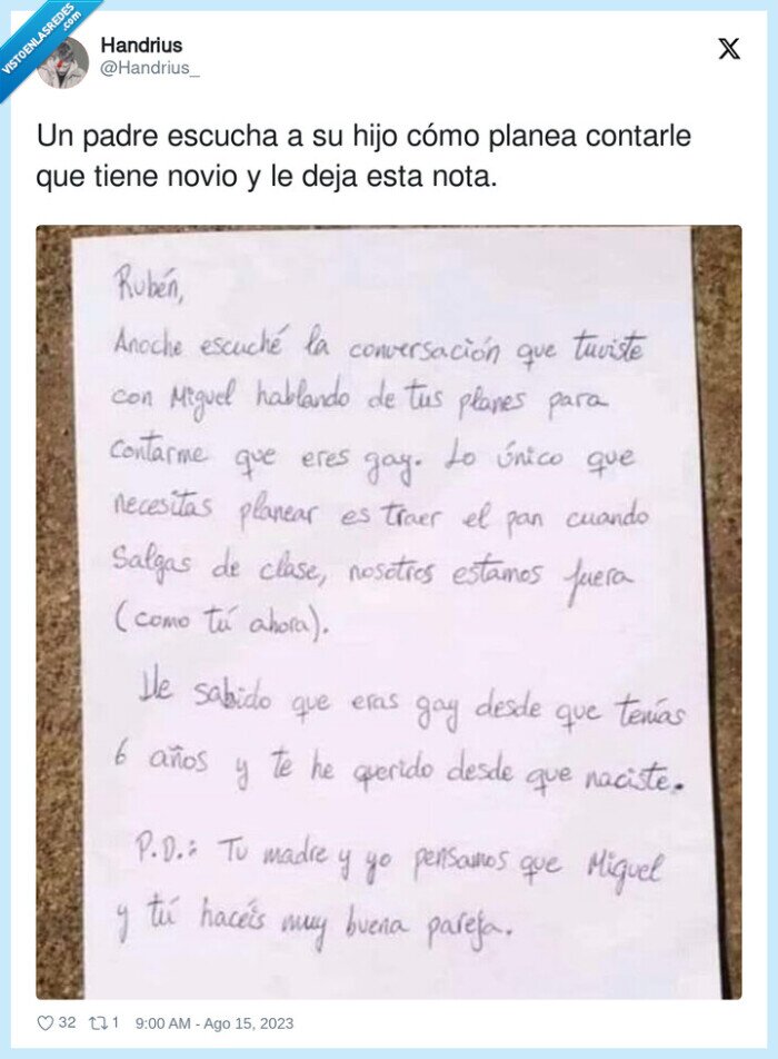 padre,nota,gay,hijo,apoyo