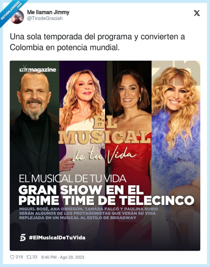 el musical de tu vida,paulina rubio,miguel bose,tamara falco,ana obregon