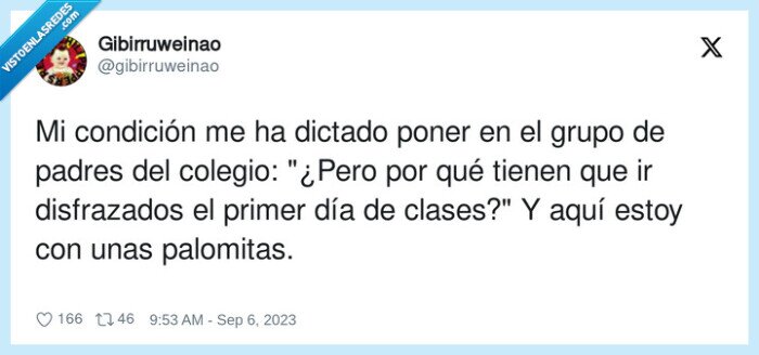 disfrazados,primer dia,grupo,whatsapp,palomitas,colegio