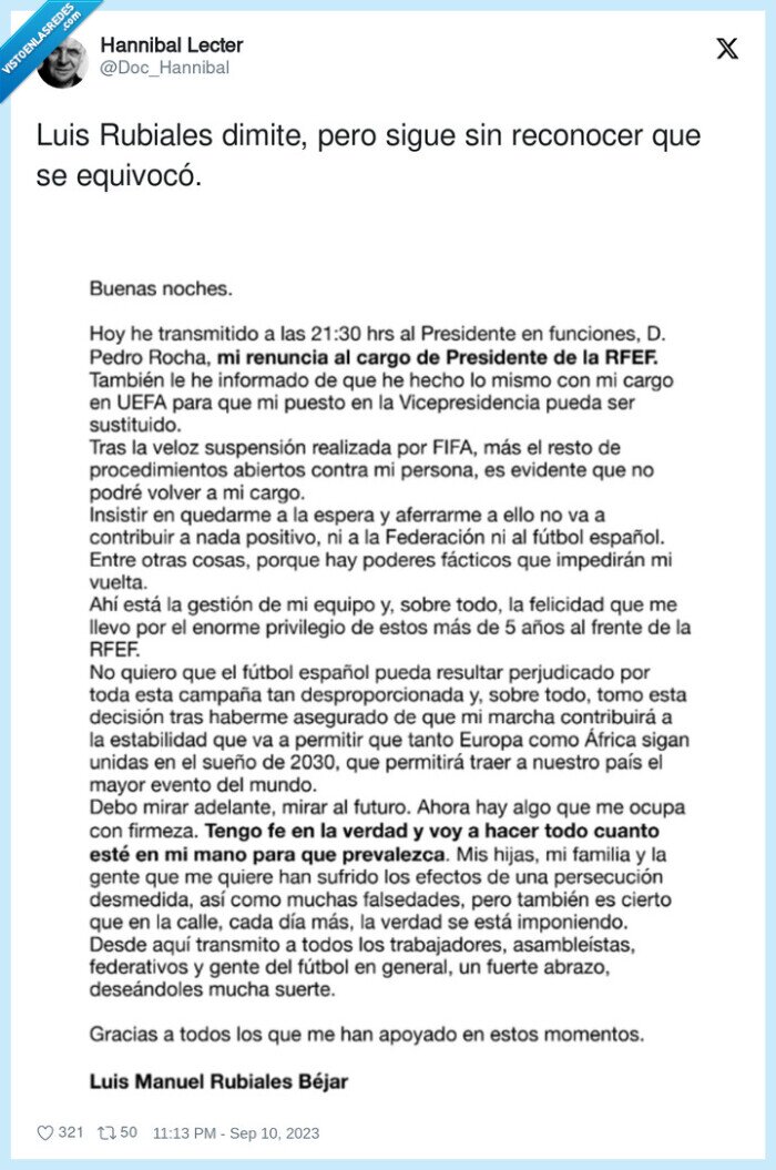 dimision,reconocer,rubiales