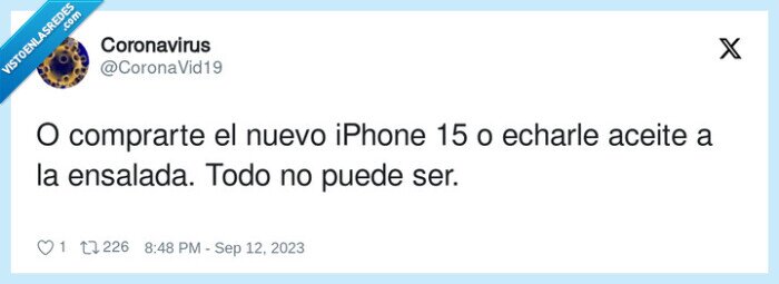 ensalada,echarle,iphone,aceite de oliva,caro,gastar,dinero