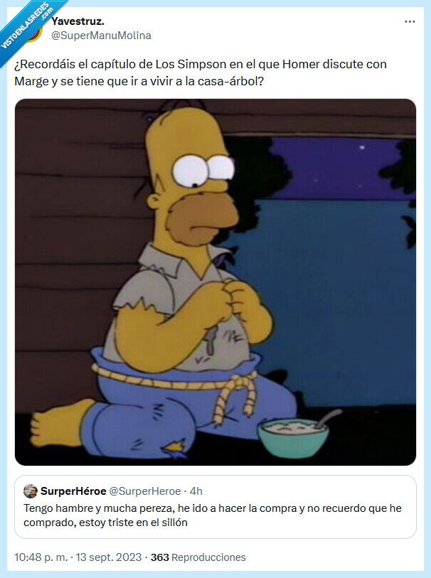 los simpson,casa árbol,discutir,triste,hambre