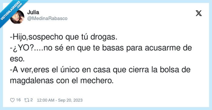 hijo,magdalenas,bolsa,plastico,mechero,drogas