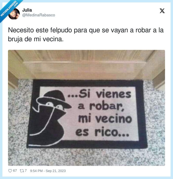 necesitar,felpudo,vecina,robar,bruja