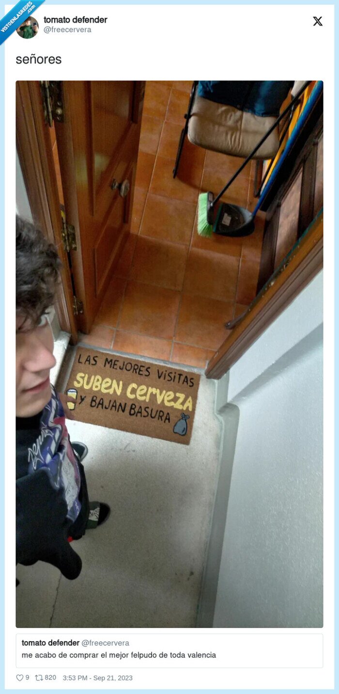 felpudo,subir,cerveza,bajar,basura