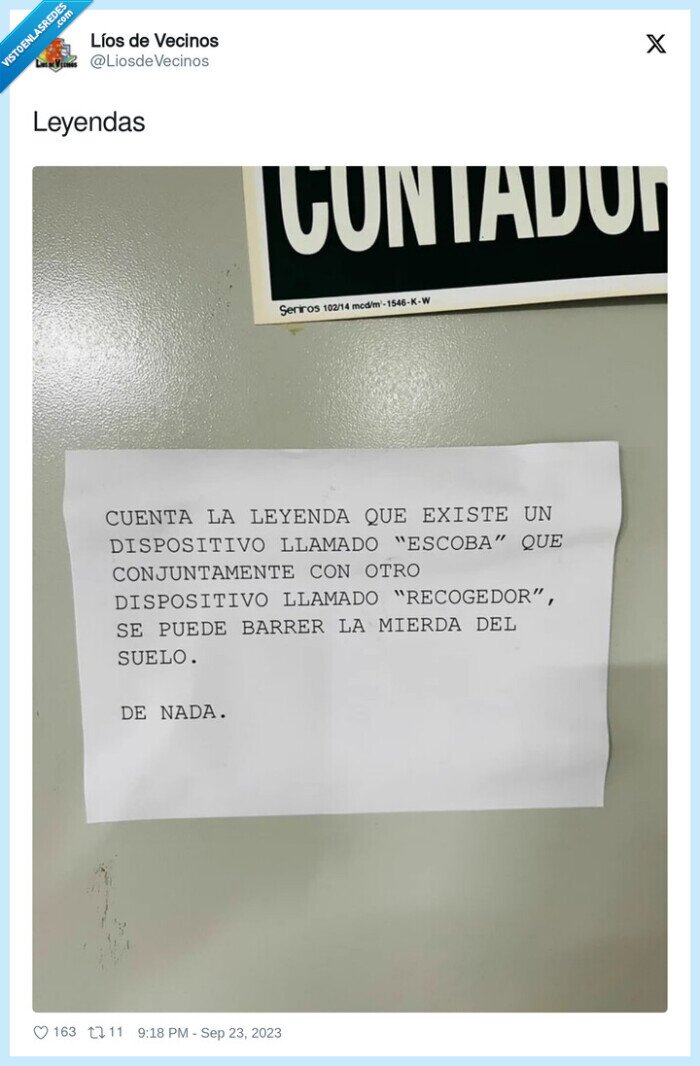 escoba,cartel,vecinos