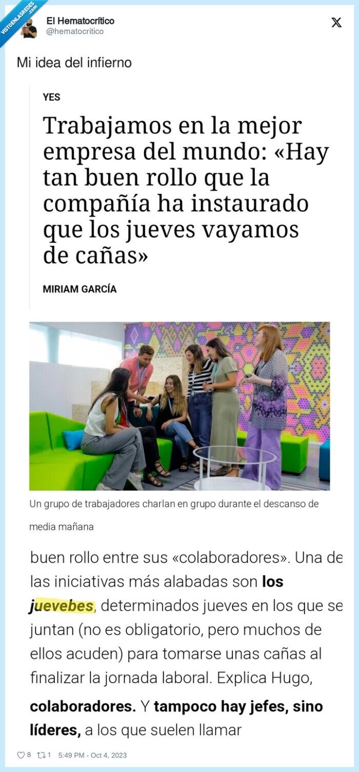 trabajo,buen rollo,salir,jueves,juevebes