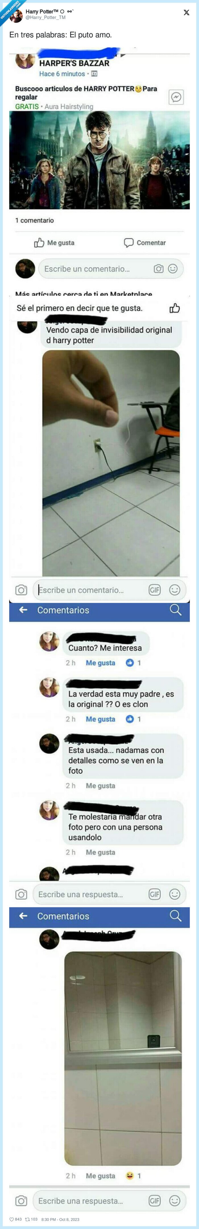 wallapop,venta,harry potter,invisible