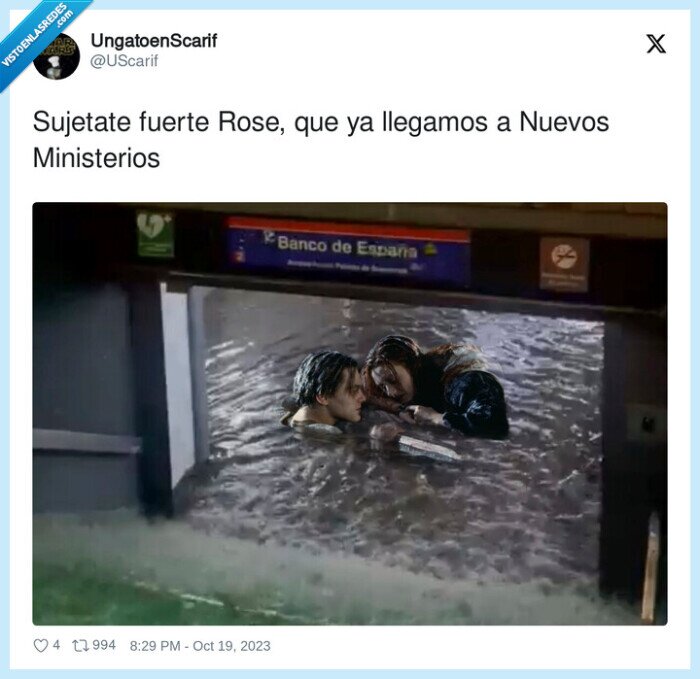 nuevos ministerios,sujetate,lluvia,titanic,jack,rose