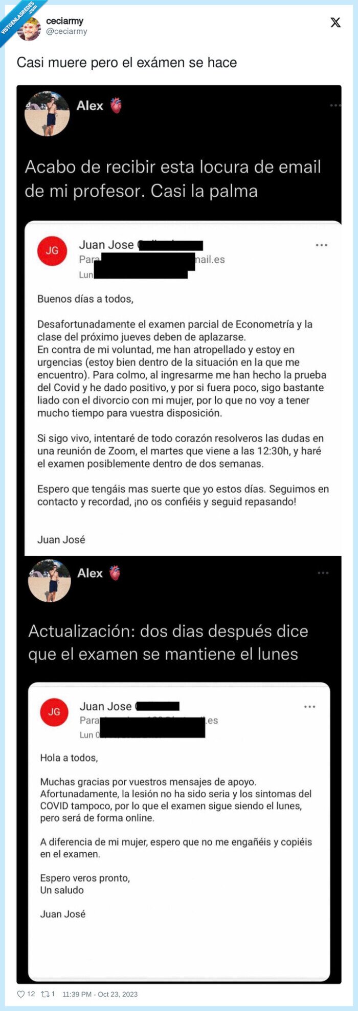 exámen,morir,divorcio,profesor