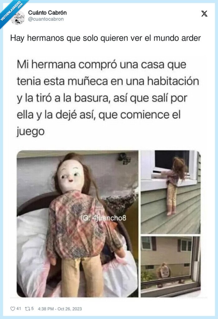 hermanos,muñeca,broma,miedo