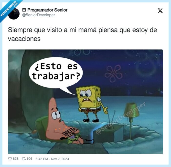 vacaciones,madre,trabajar,ordenador,bob esponja