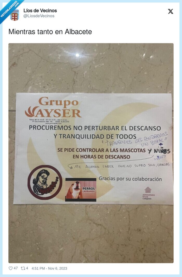 albacete,cartel,mascotas,ruido,niños