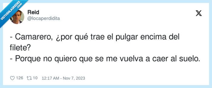 camarero,pulgar,encima,filete