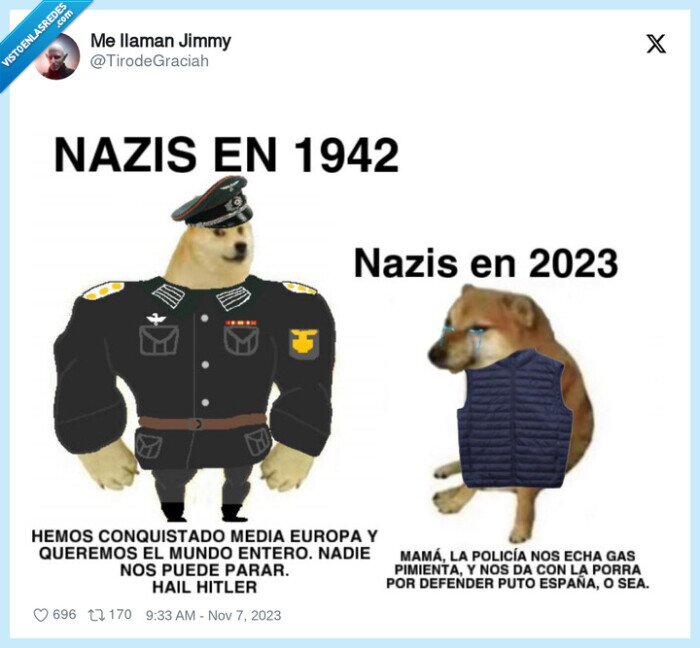 nazis,gas pimienta,defender,españa,hitler
