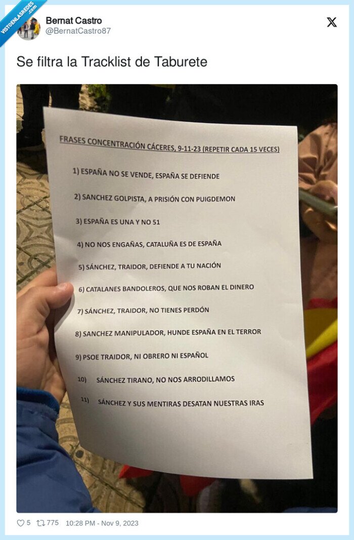 tracklist,taburete,filtracion,amnistia