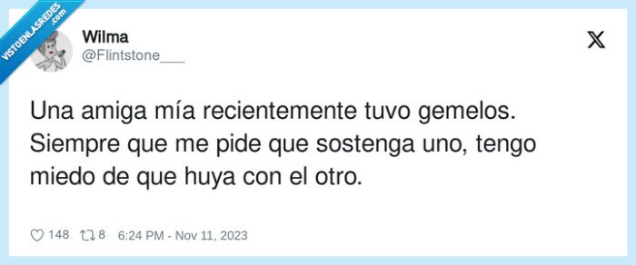sostener,gemelos,escapar,amiga