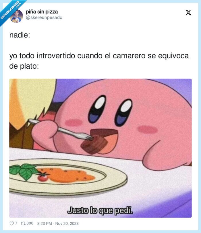 introvertido,camarero,equivocarse,pedir,kirby,plato