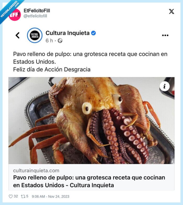 pulpo,usa,accion de gracias,thanksgiving