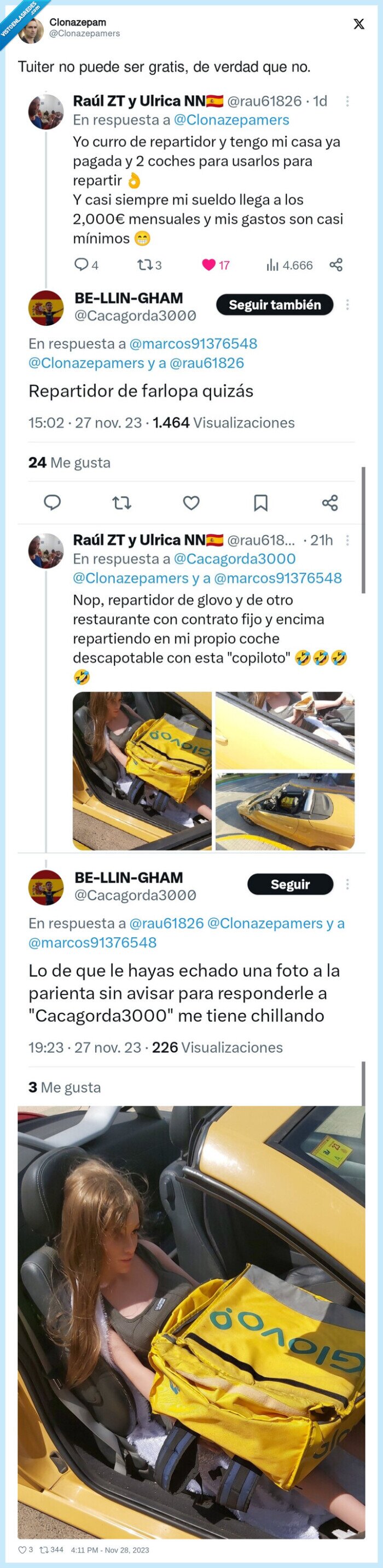 glovo,repartidor,muñeca,descapotable,envios