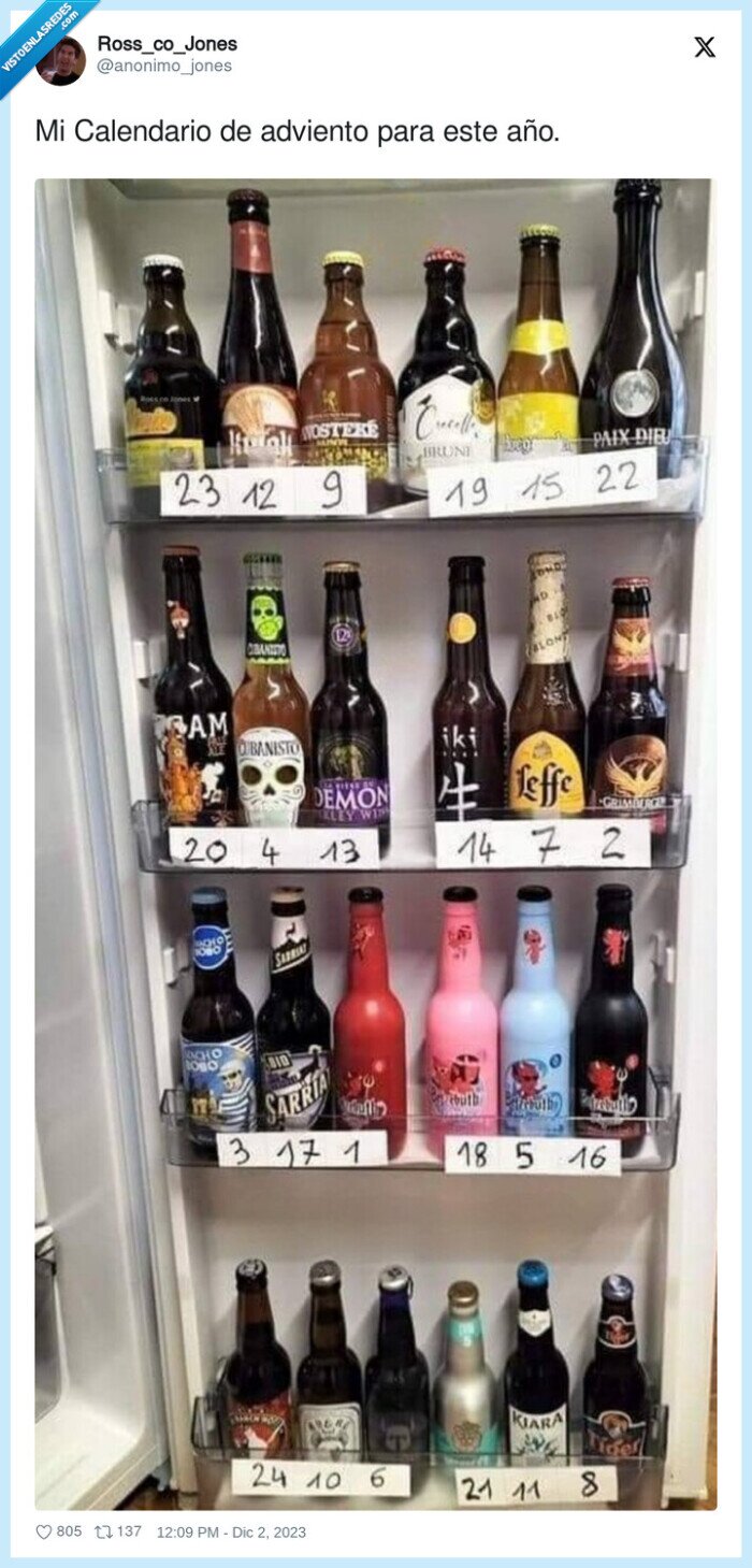calendario de adviento,cerveza,nevera