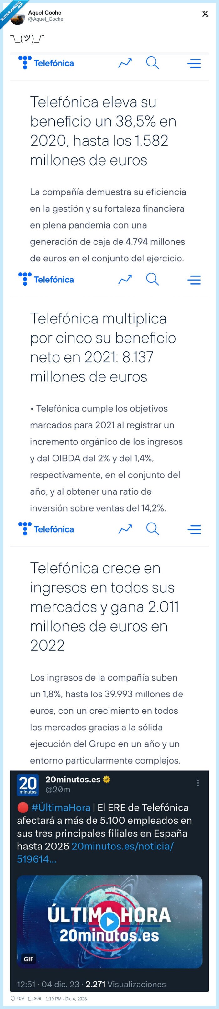 ere,telefonica,despidos,beneficios