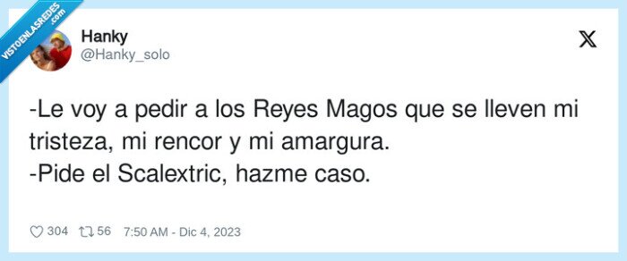 scalextric,tristeza,amargura,reyes magos,rencor,pedir