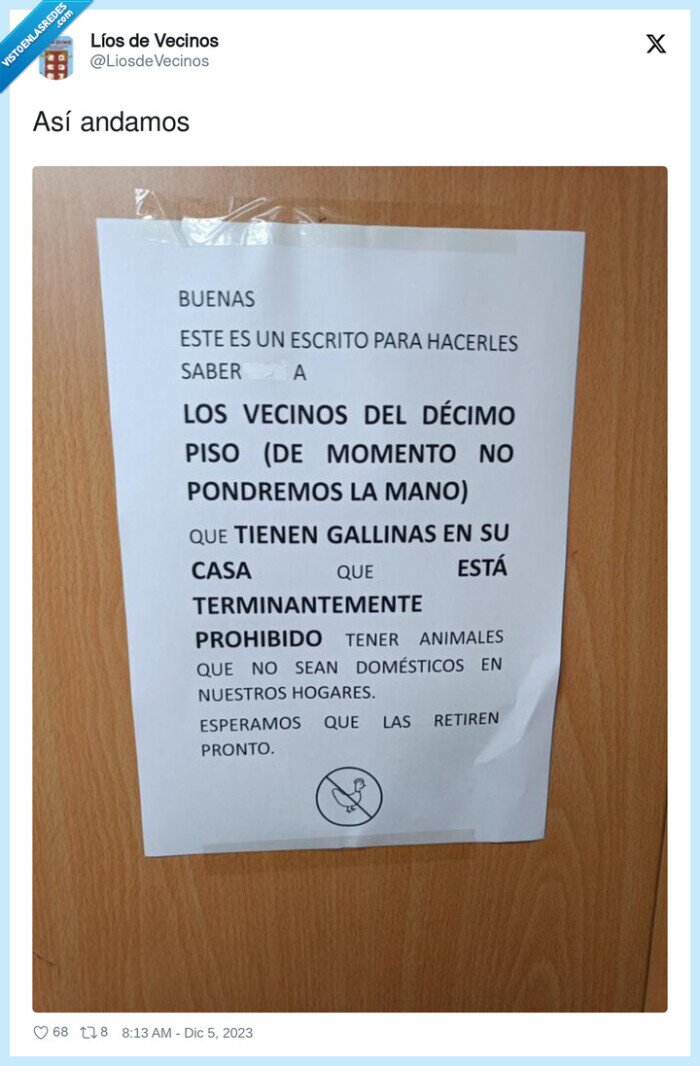 gallinas,cartel,vecinos