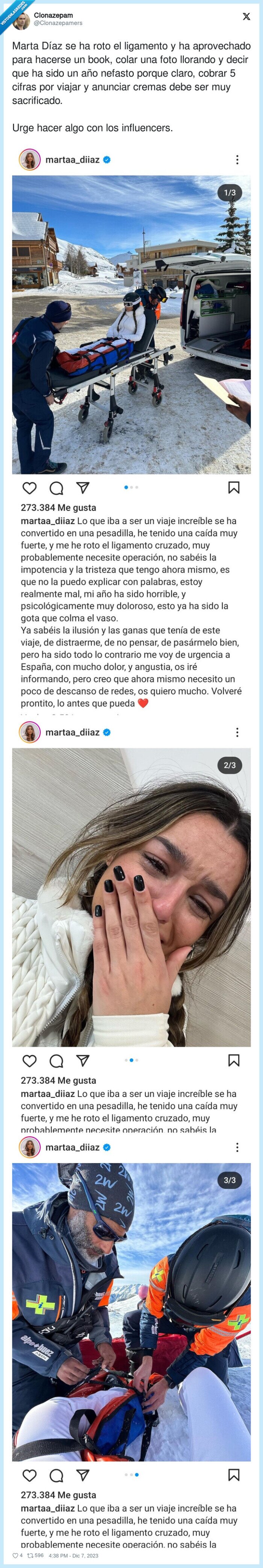 influencers,payasa,ligamento,esqui